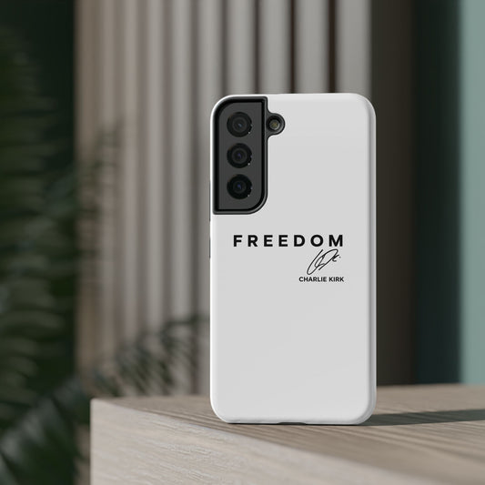 FREEDOM Phone Case – Charlie Kirk Signature Impact-Resistant