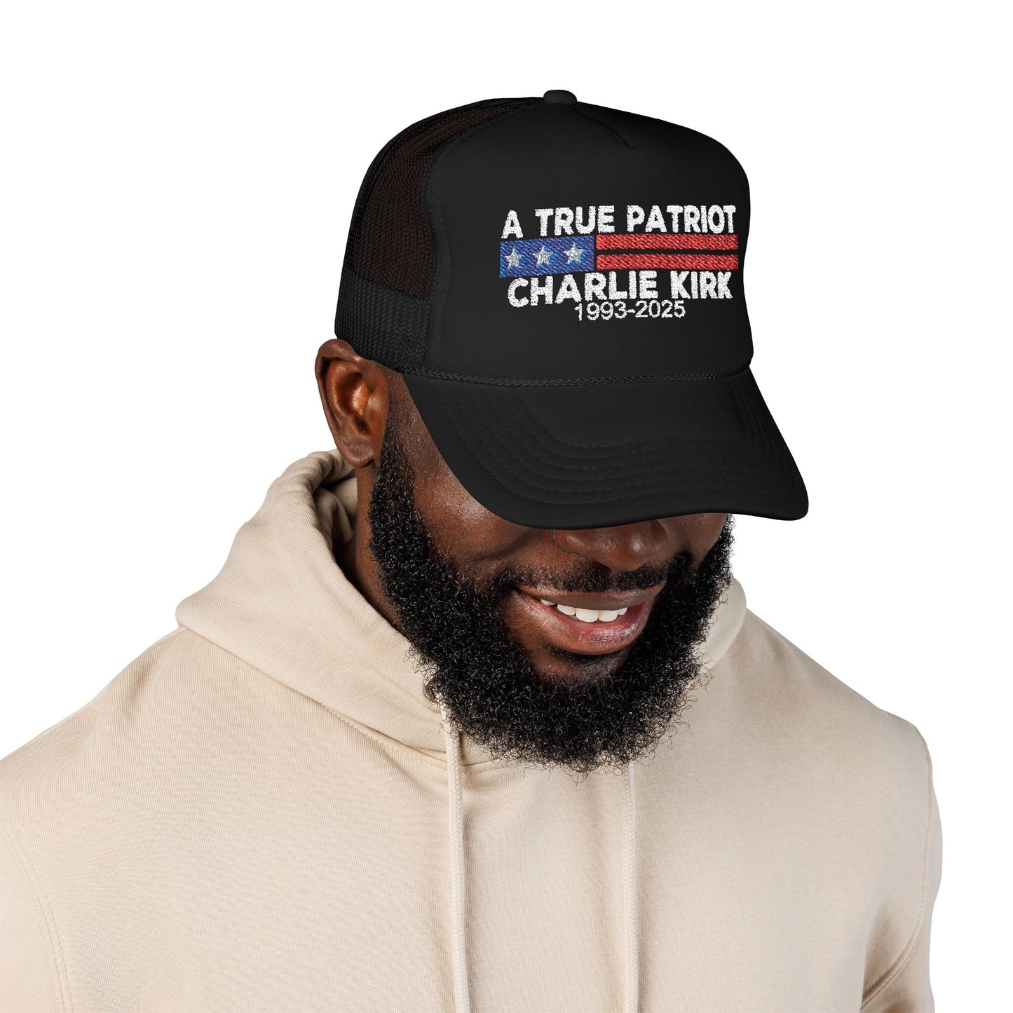 True Patriot Charlie Kirk Foam Trucker Hat Red/White