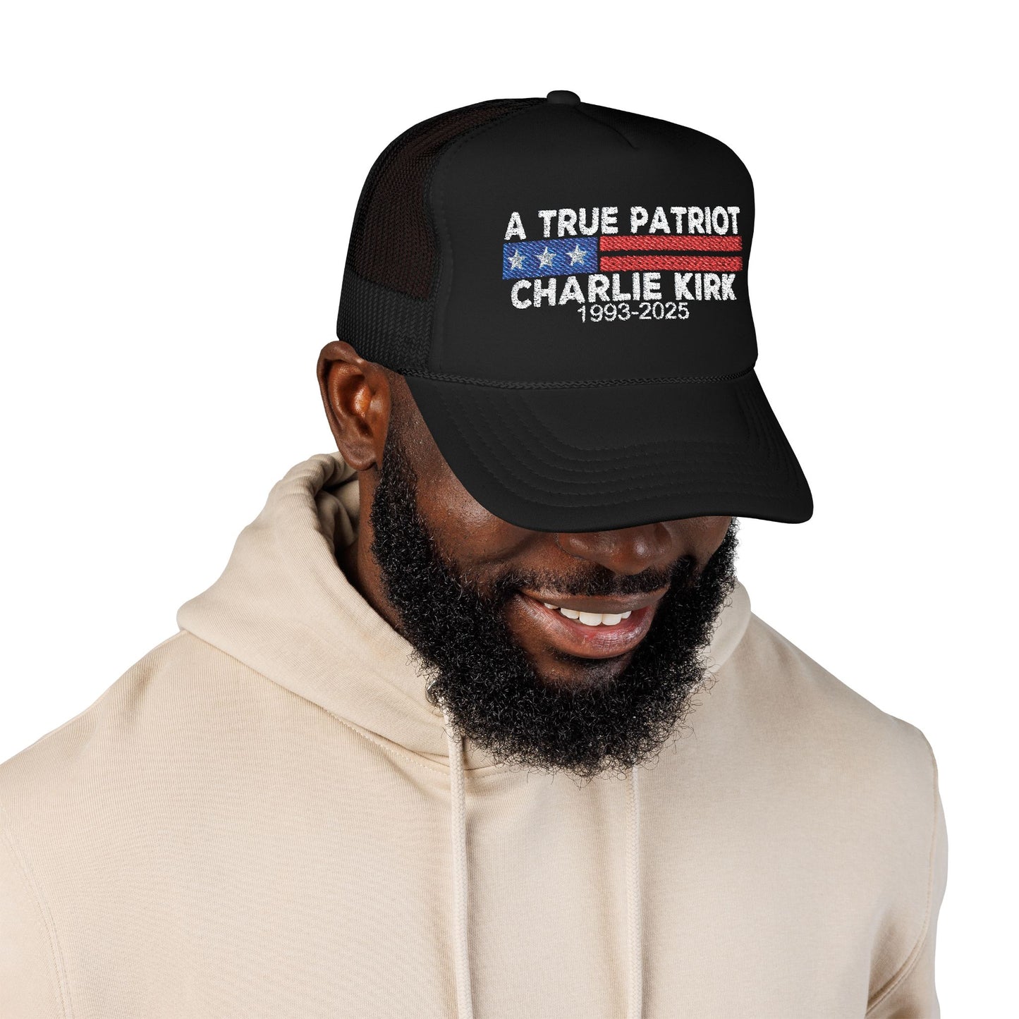 True Patriot Charlie Kirk Foam Trucker Hat Red/White